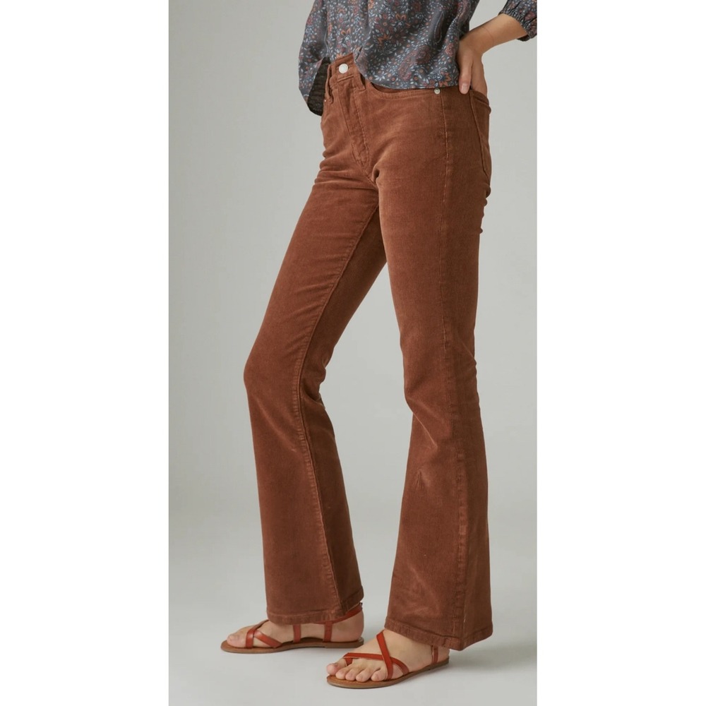 Lucky Brand Stevie Flare Womens Corduroy Flare Leg Pants Brown Size 6/28R